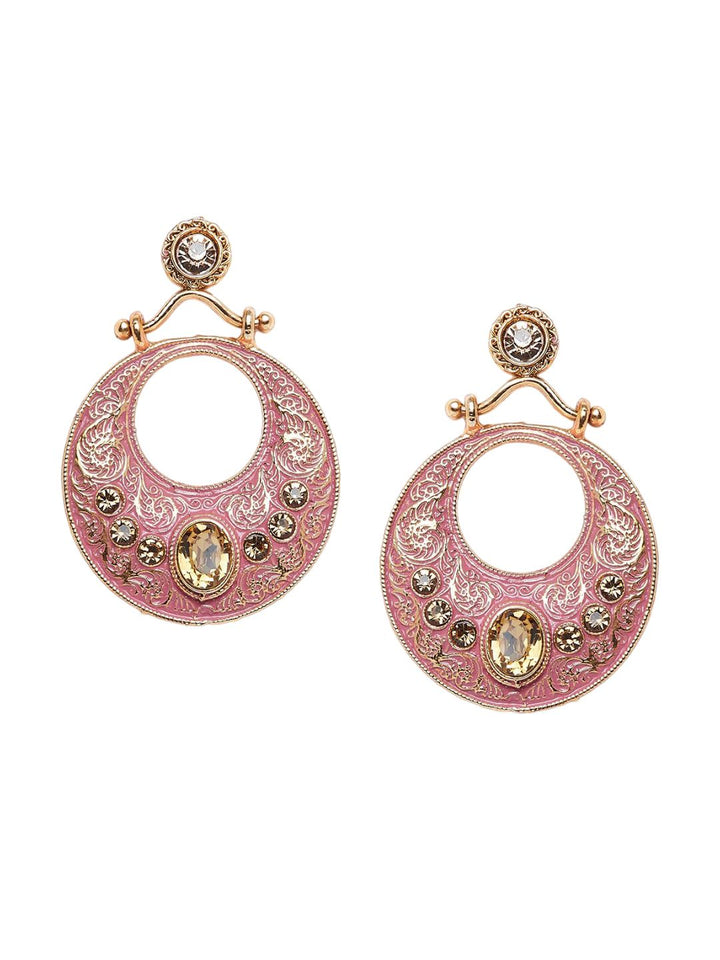 Anouk Gold-Plated Stone Studded Circular Drop Earrings