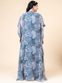 Mamicha Women Print Round Neck Kimono Sleeves Kaftan Maxi Dress