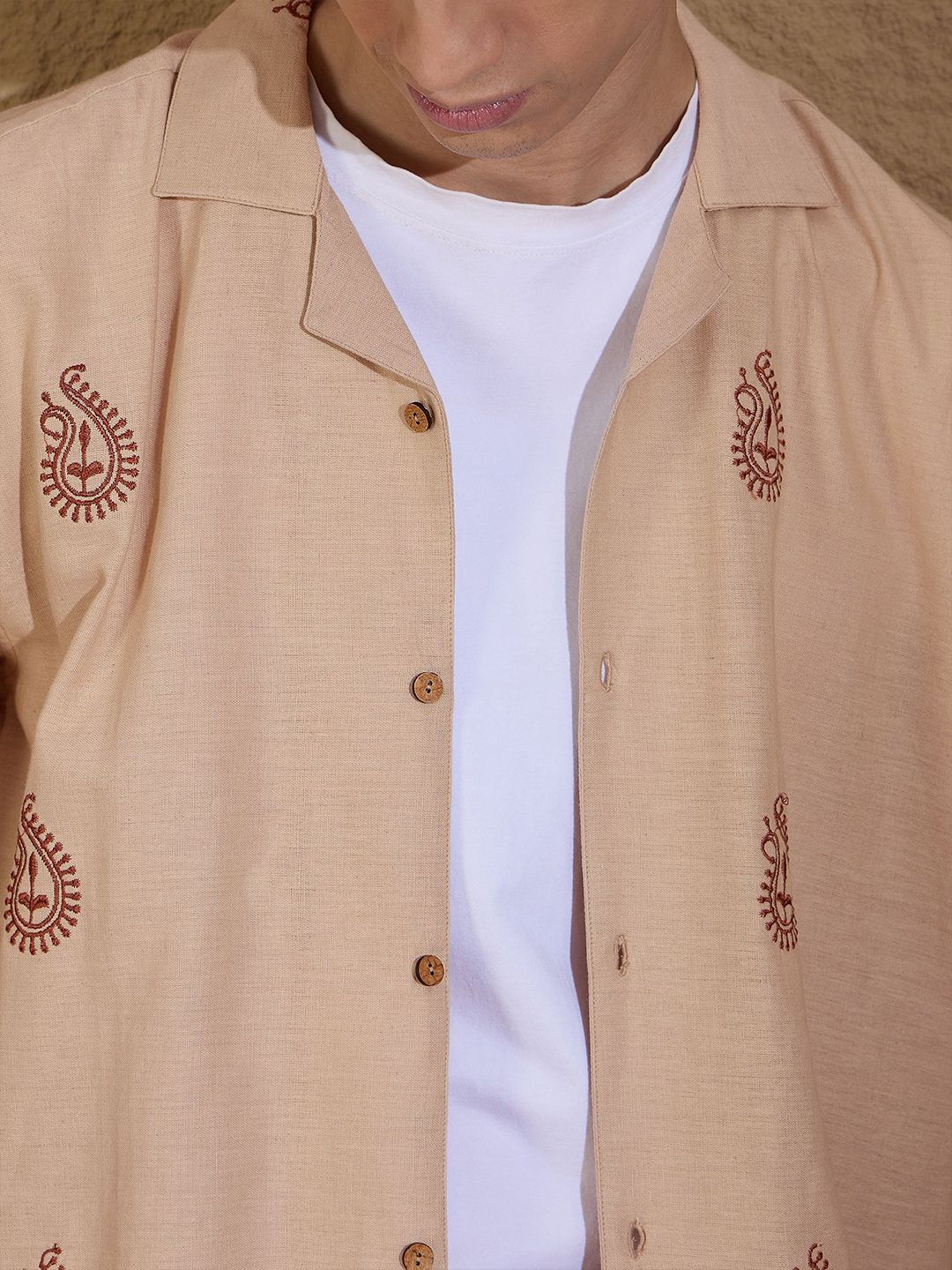 DENNISON Men Paisley Print Embroidery Oversized Shirt