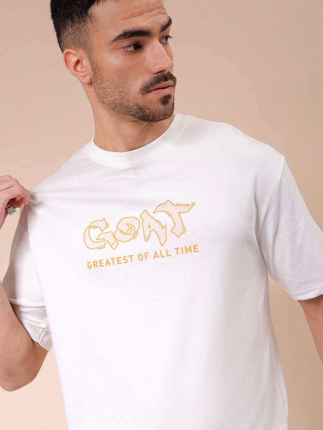 The Indian Garage Co Men Graphic Printed Round Neck Pure Cotton Oversized T-shirt