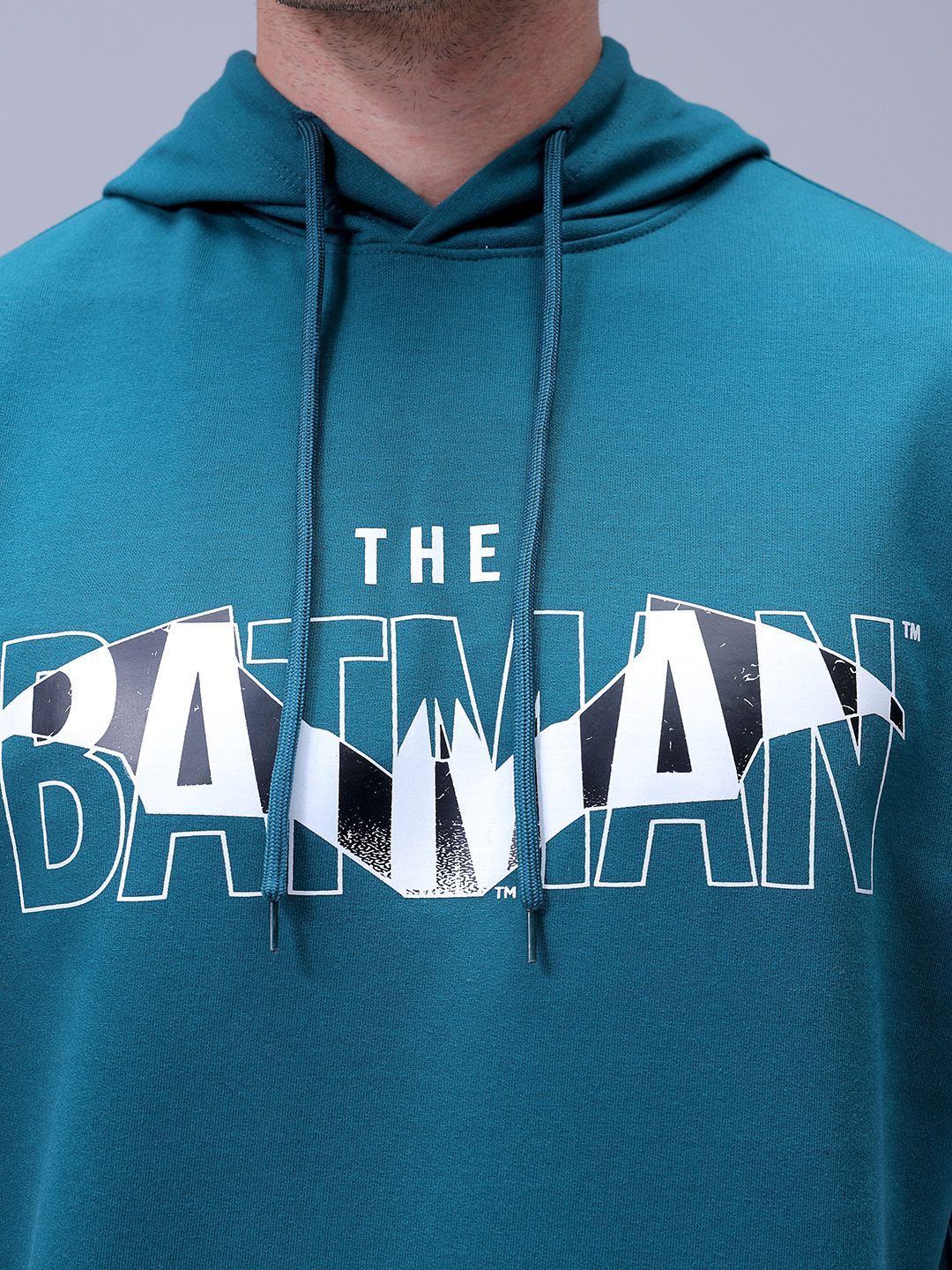 The Indian Garage Co Men Oversized Batman Printed Overhead Hooded Sweatshirt