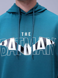 The Indian Garage Co Men Oversized Batman Printed Overhead Hooded Sweatshirt