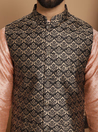 Motif Etnik Anouk Bersulam Kurta Sutera Jacquard Lurus Biasa dengan Churidar
