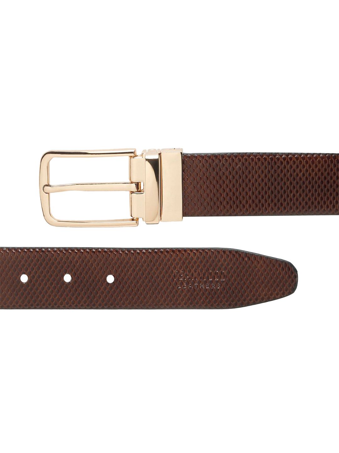 Teakwood Leathers Men Textured Leather Reversible Formal Belt