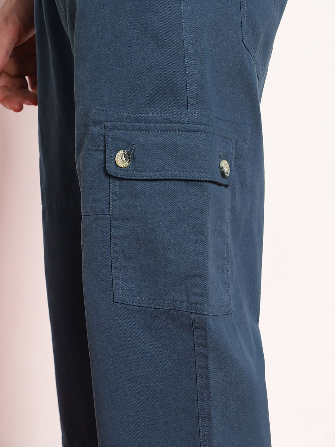 Urbano Fashion Men's Denim Blue Loose Baggy Fit Cargo Jogger