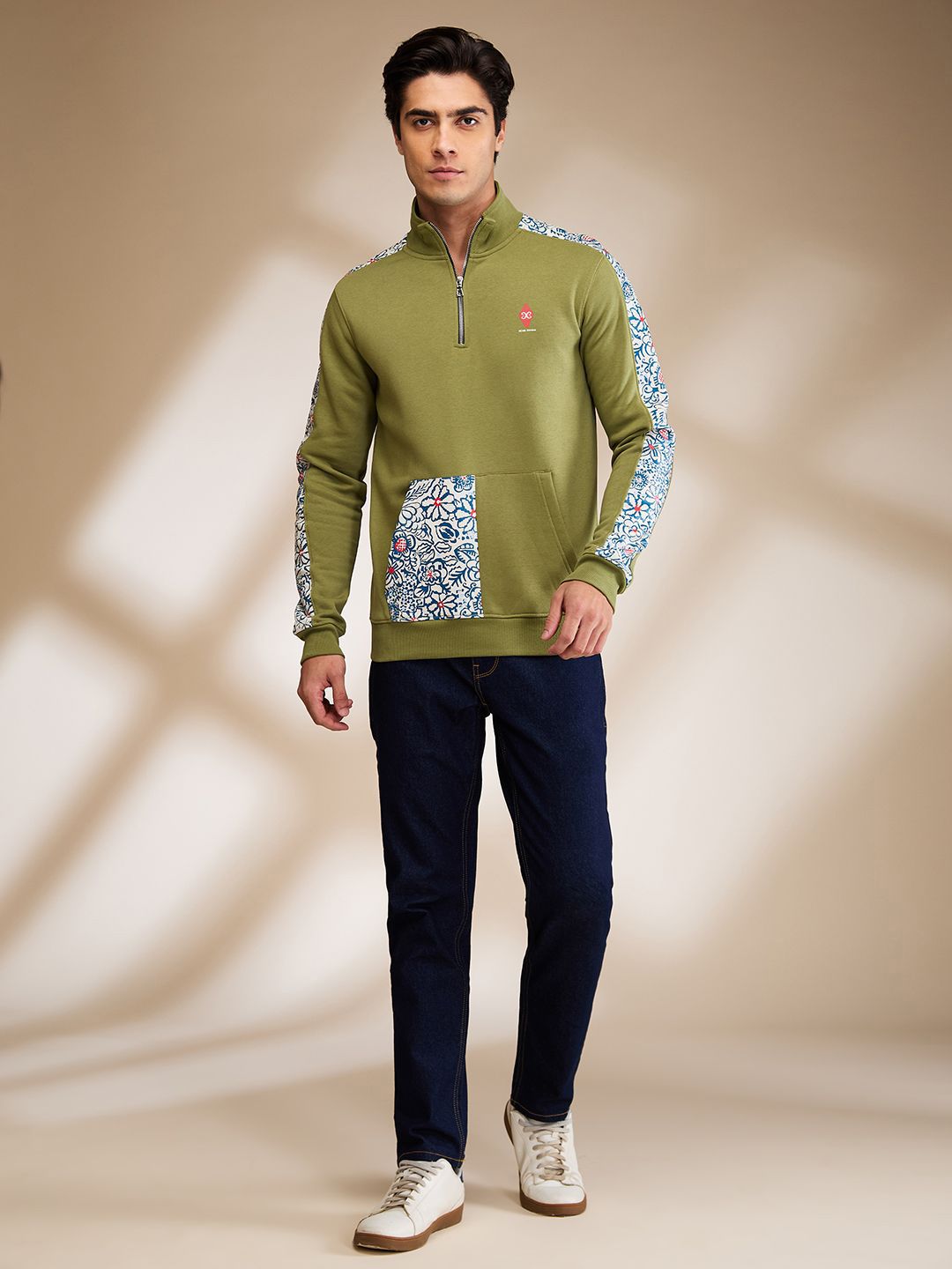 Being Human Men Floral Printed High Neck Cotton Pullover Sweatshirt