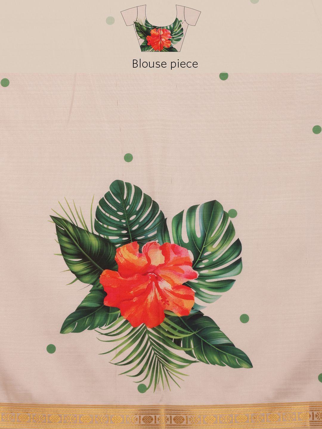 Silk Land Onam Special Floral Printed Kasavu Silk Saree