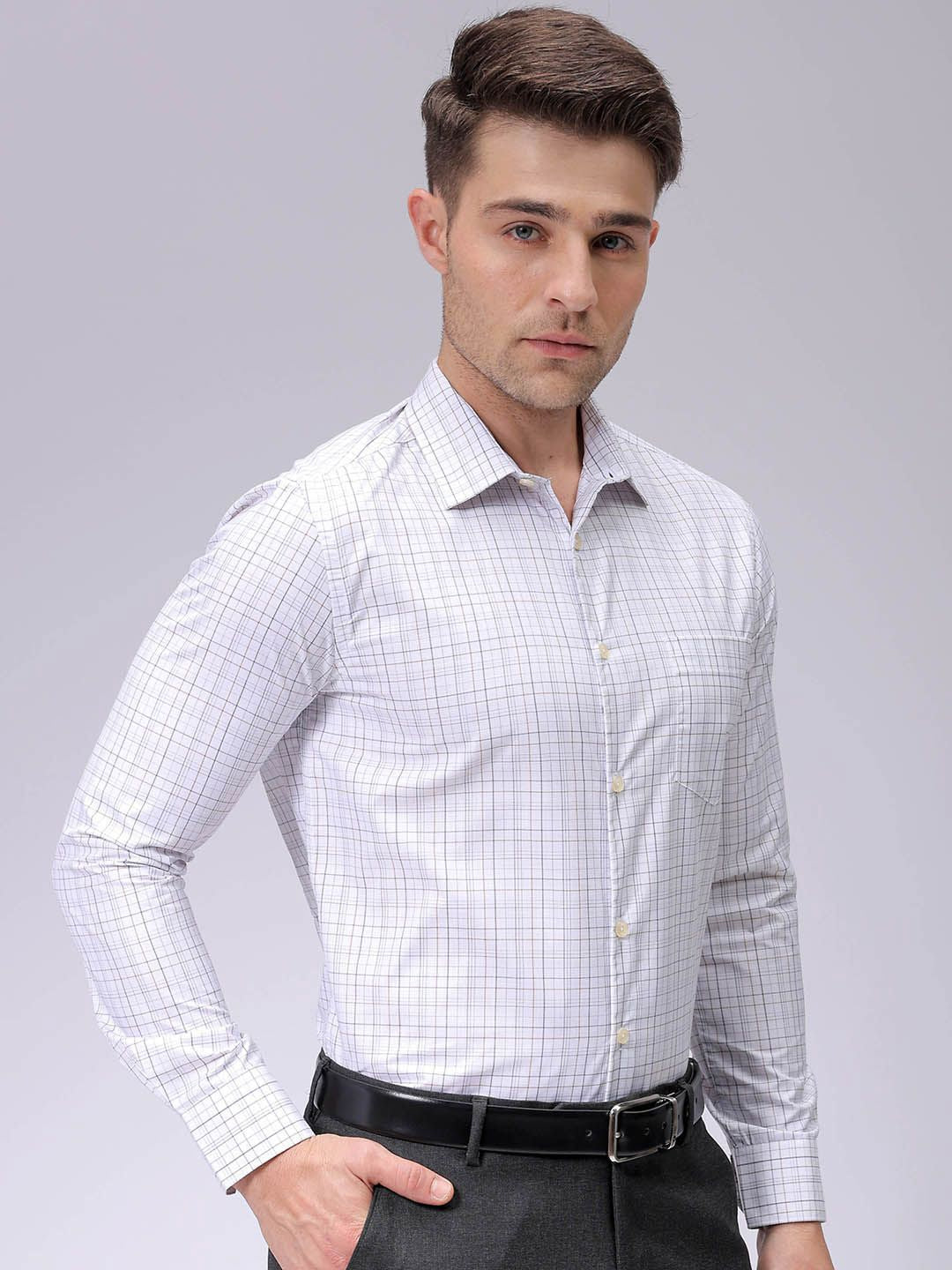 The Indian Garage Co. X Luxe Men Spread Collar Checked Cotton Slim Fit Formal Shirt