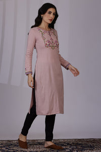 W Floral Embroidered Keyhole Neck Straight Kurta