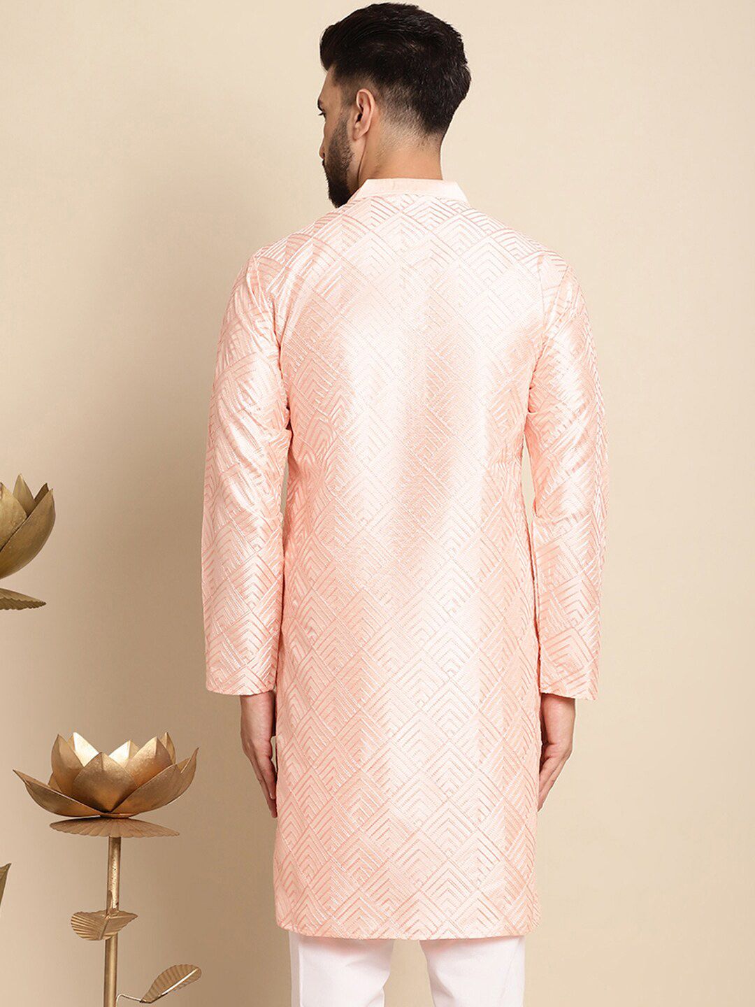 Kurta Kapas Sutera Sulaman Geometri Anouk Kolar Mandarin