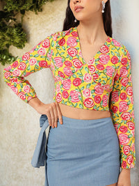 DressBerry Blush Blossom Floral Printed Empire Crop Top