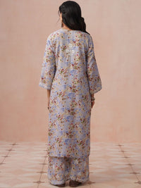 House of Chikankari Women Printed Regular Chikankari Kurta with Trousers