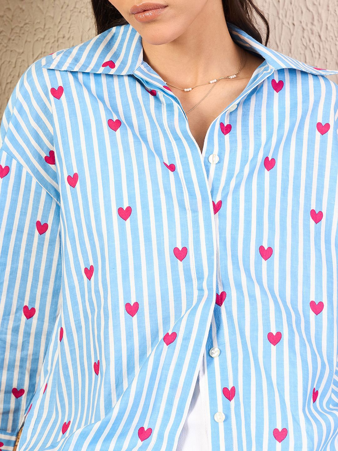 Uptownie Printed Asymmetric Cotton Shirt