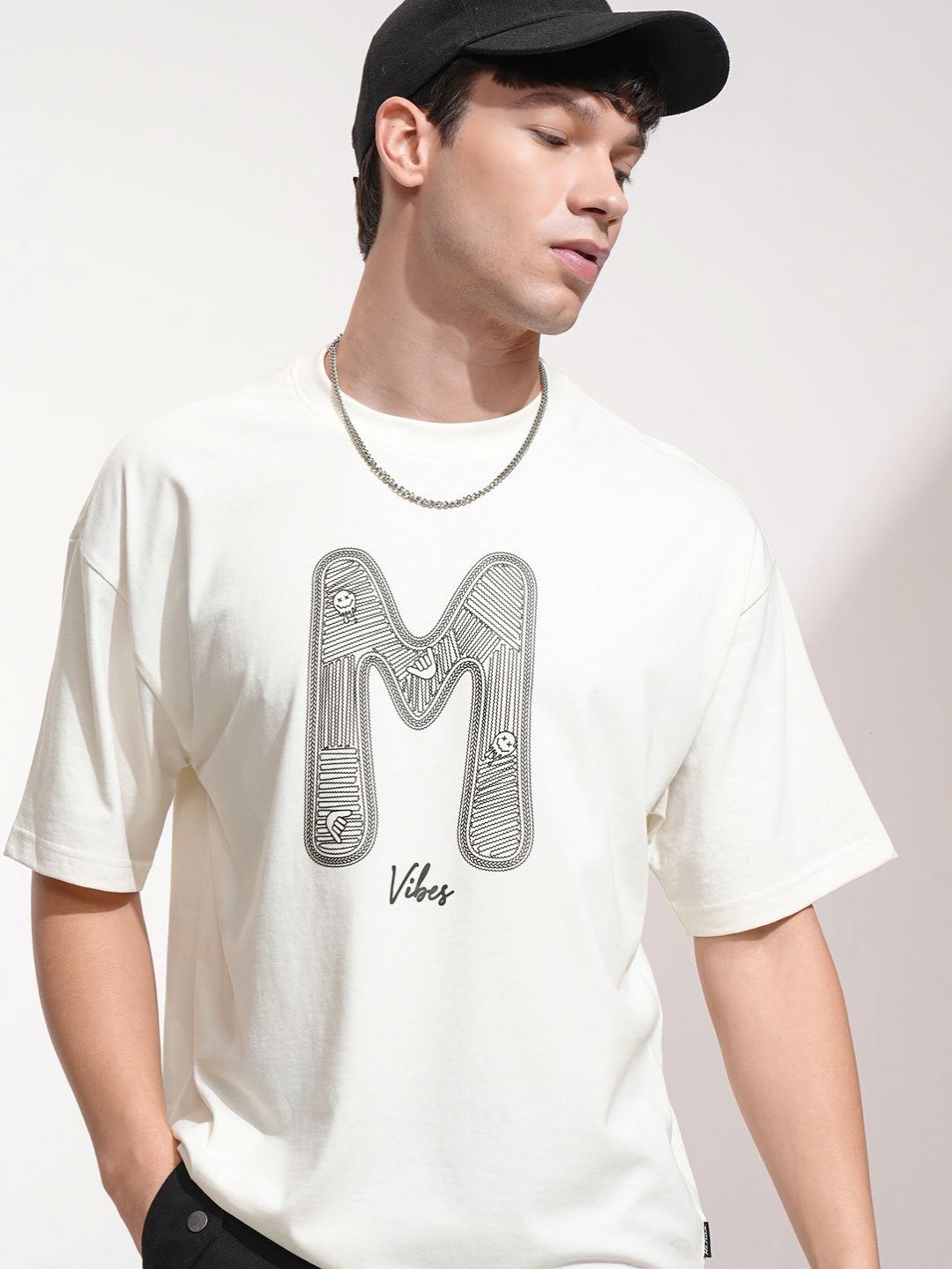 HIGHLANDER Men Typography Printed Round Neck Cotton Oversized T-shirt