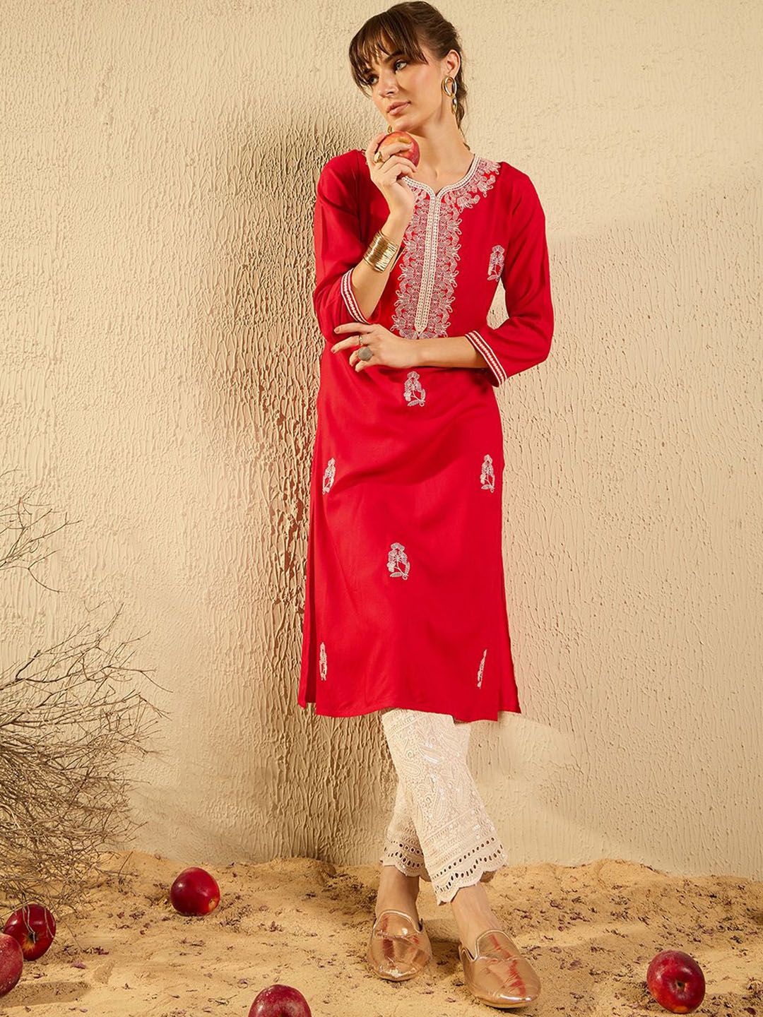 Indo Era Women Ethnic Motifs Printed Flared Sleeves Kurta