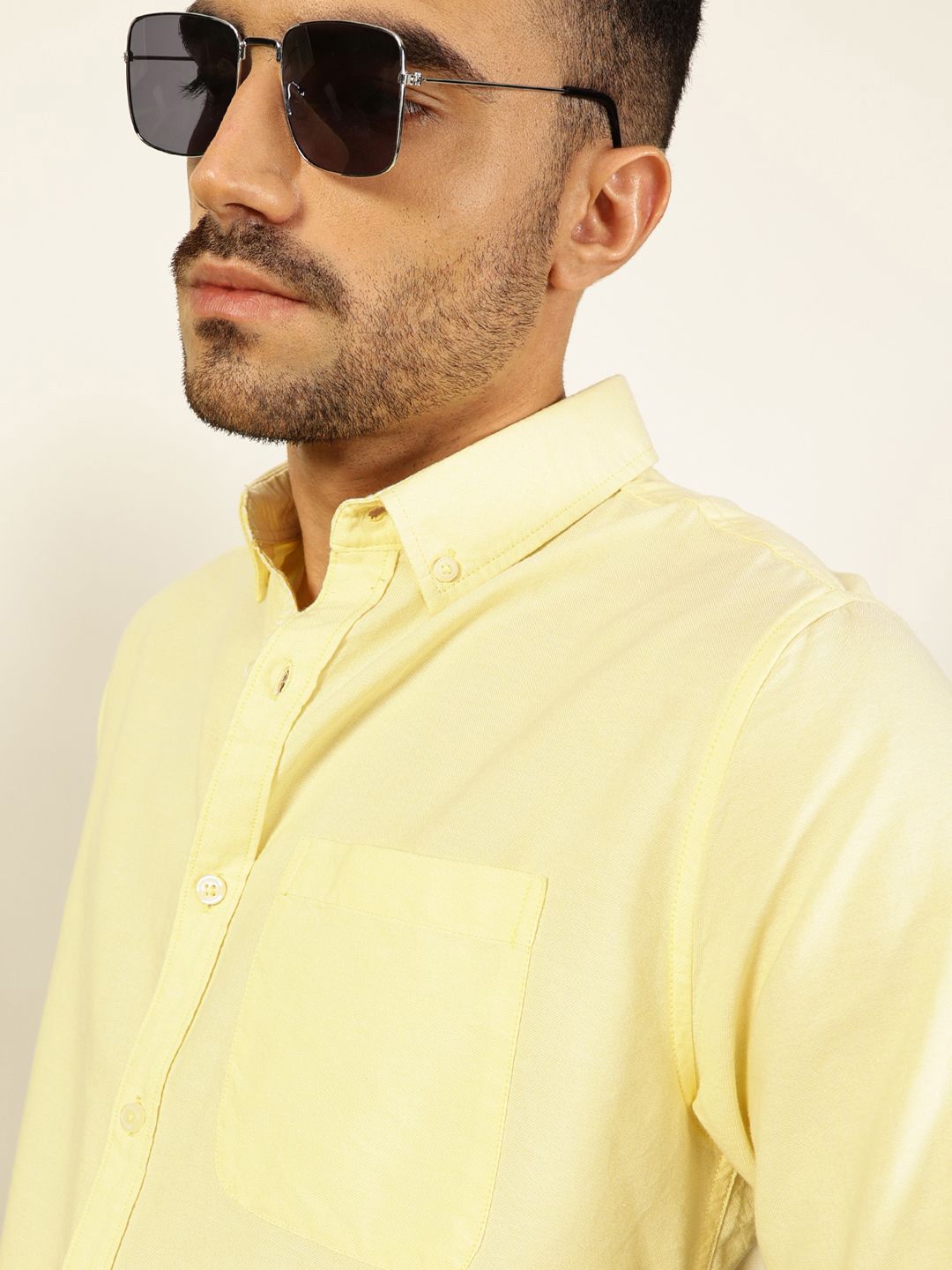 Thomas Scott Men Premium Button-Down Collar Solid Pure Cotton Slim Fit Casual Shirt