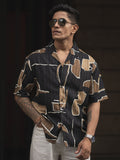 Powerlook Men Cuban Collar Abstract Printed Oversized Casual Shirt