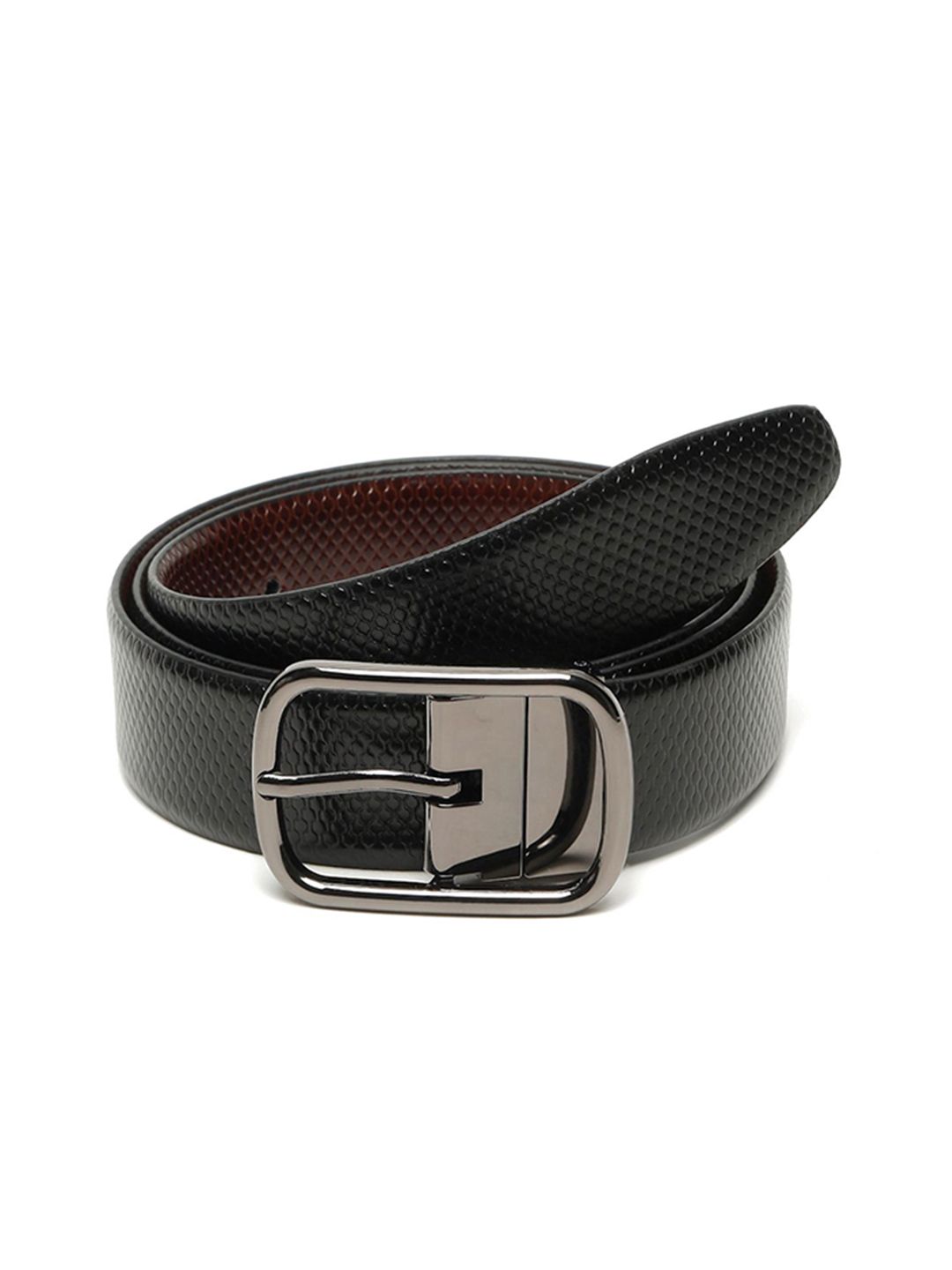 Teakwood Leathers Men Textured Leather Reversible Formal Belt