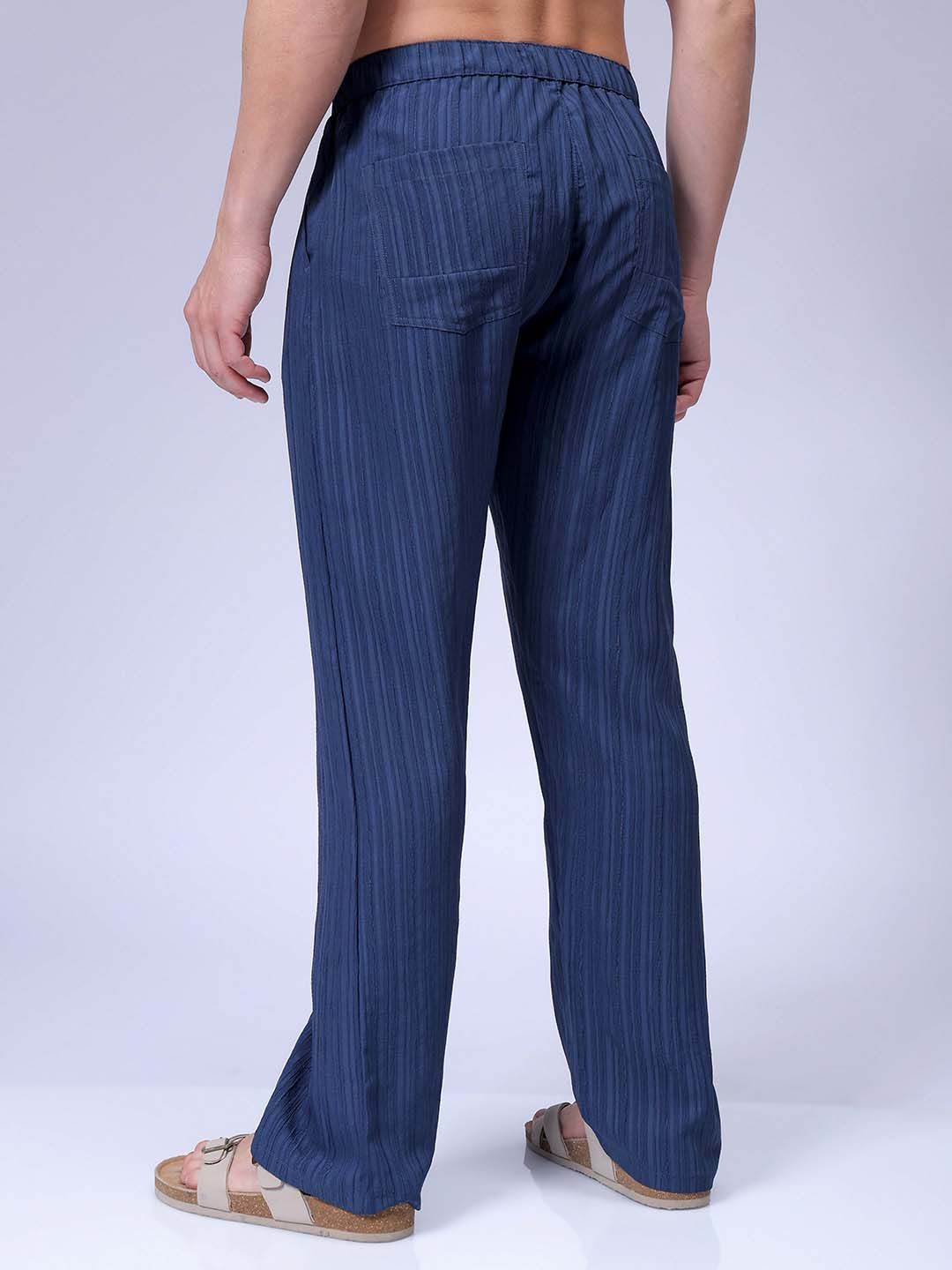 The Indian Garage Co Men Striped Loose Fit Mid-Rise Trousers