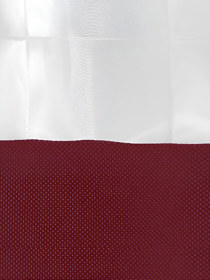 Story@home Maroon & White Shower Curtains With 12 Rings