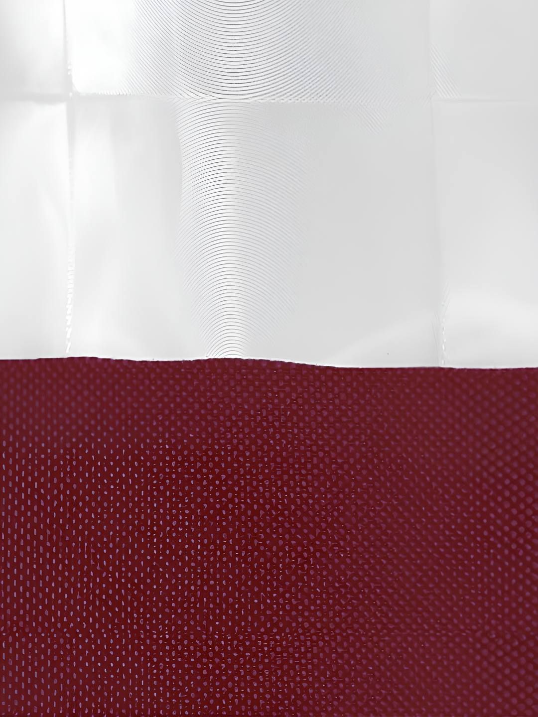 Story@home Maroon & White Shower Curtains With 12 Rings