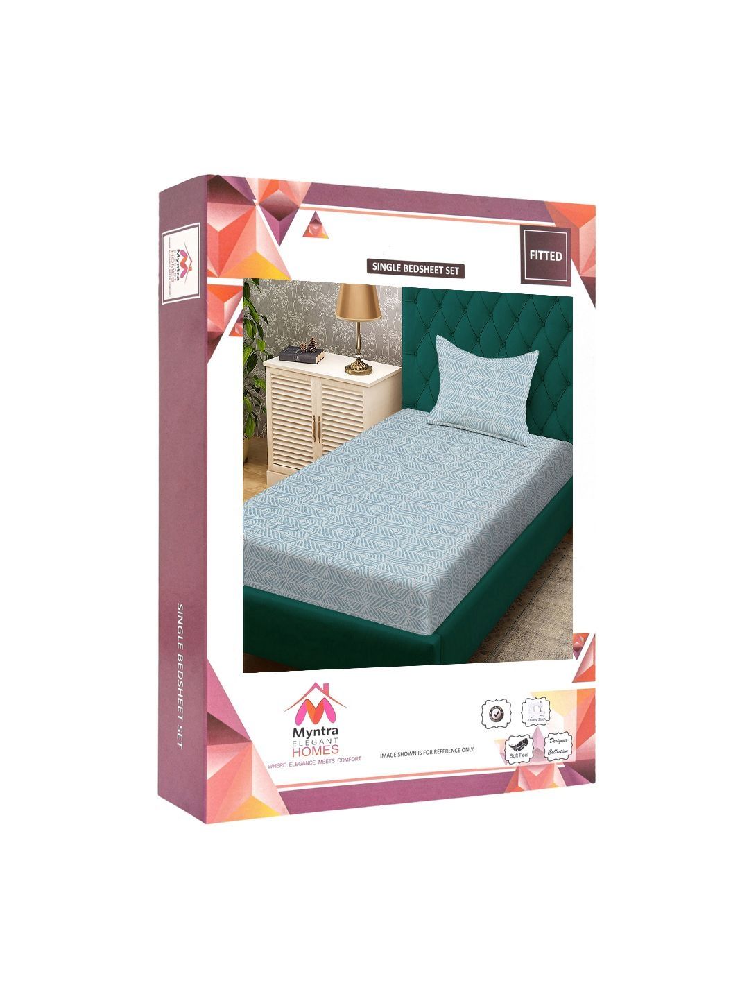Myntra Elegant Homes Green Floral 300 TC Cadar Katil Bujang dengan 1 Sarung Bantal