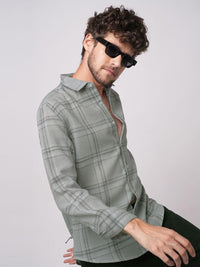 VASTRADO Classic Gauze Grid Tartan Checked Slim Fit Cotton Casual Shirt