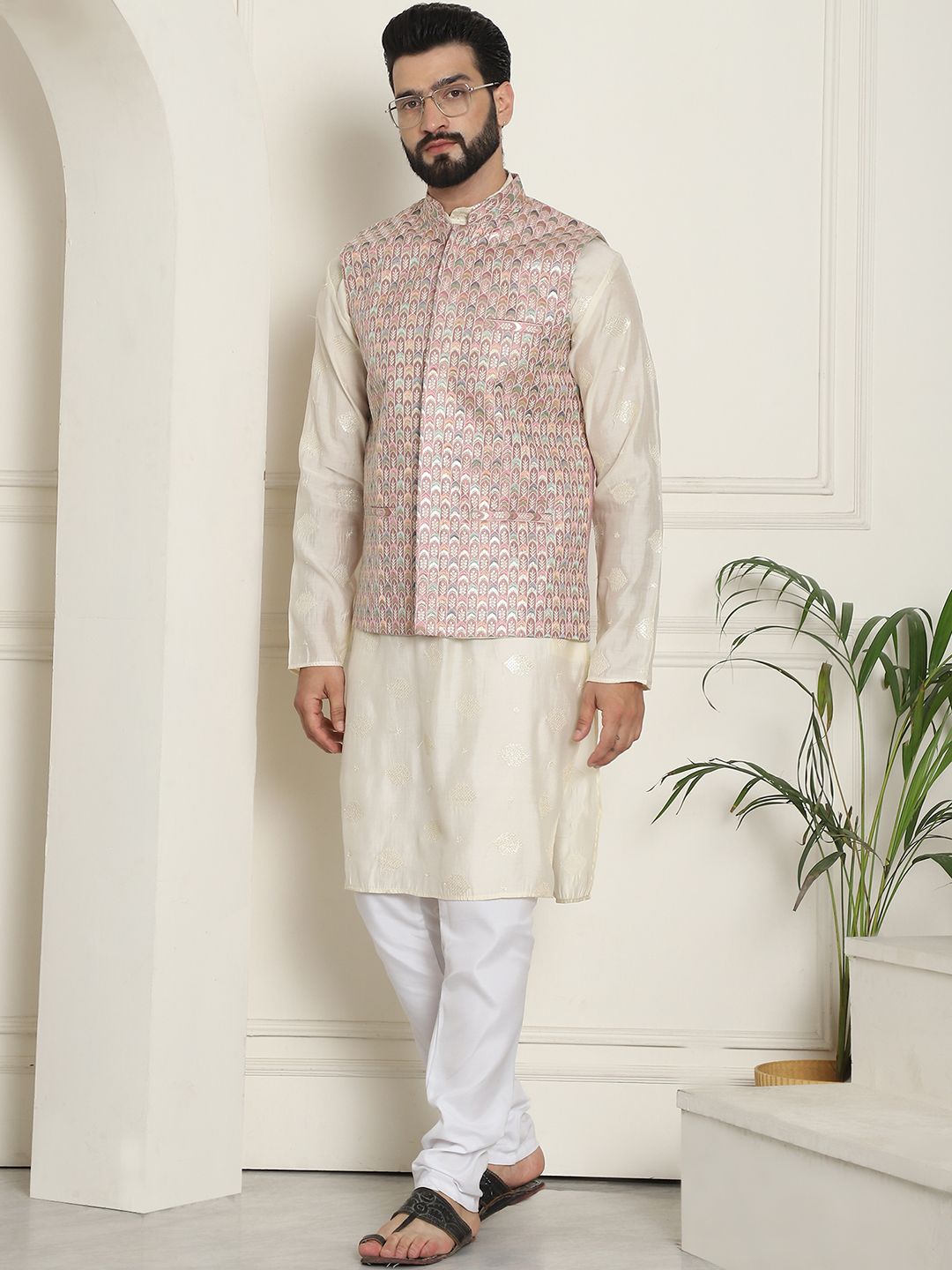 SOJANYA LUXE Jaket Nehru Kolar Mandarin Sulam Lelaki