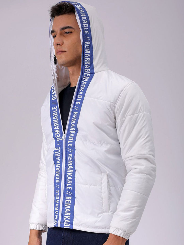 The Indian Garage Co Men Hooded Typography Printed Puffer Jacket