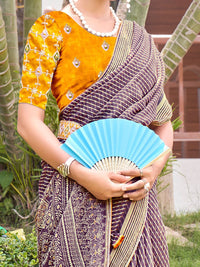 Saree mall Striped Poly Chiffon Sarees