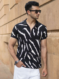 Powerlook Men Abstract Printed Polo Collar T-shirt