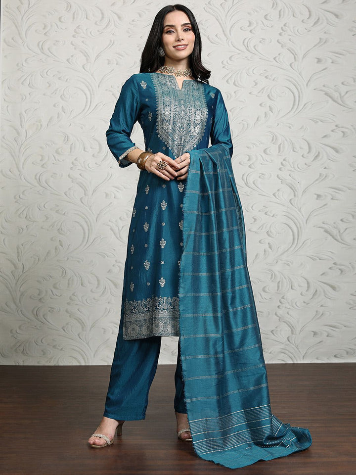 Vishudh Women Ethnic Motifs Printed Regular Kurta with Trousers & With Dupatta