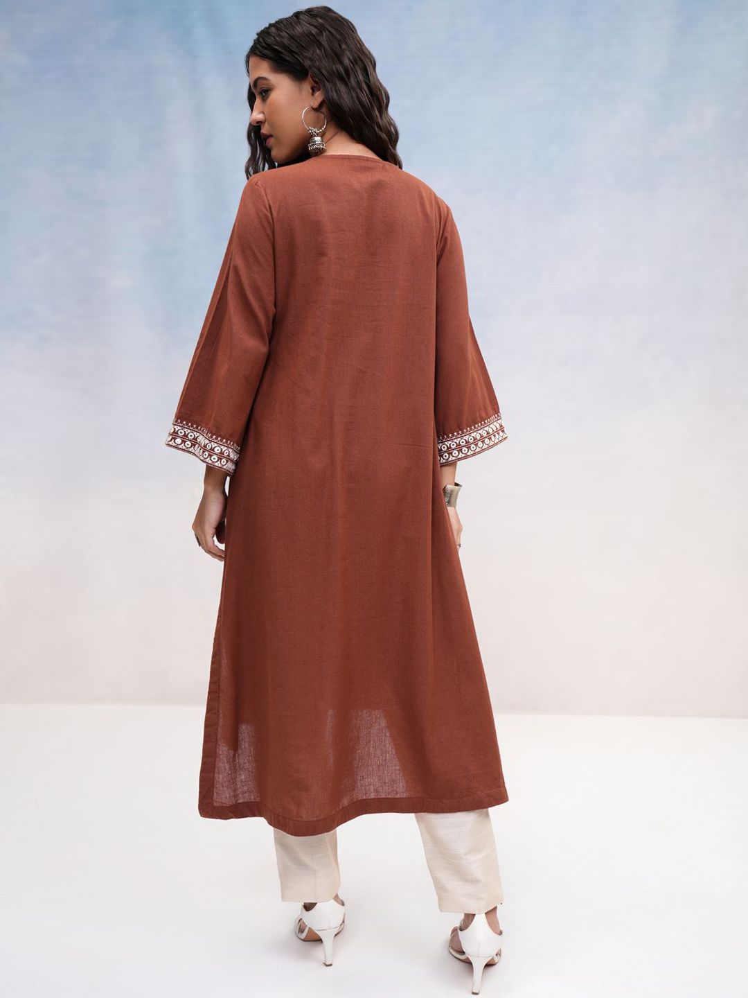 Vishudh Geometric Embroidered A Line Kurta