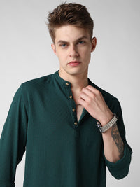 VASTRADO Self Design Mandarin Collar Straight Short Kurta