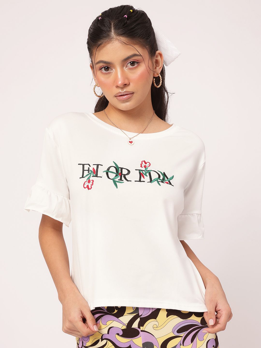 DressBerry Sunshine State Style Embroidered Boxy T-shirt