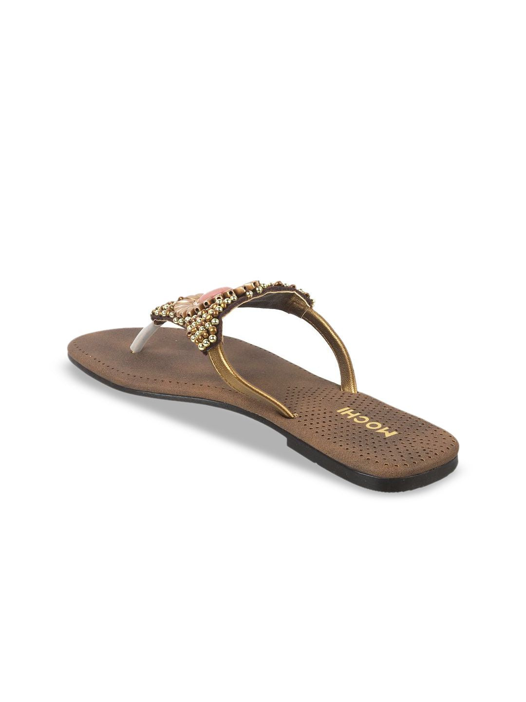 Mochi Women Ethnic Embellished Open Toe Flats