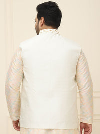 SOJANYA PLUS Men Plus Size Embroidered Mandarin Collar Nehru Jacket