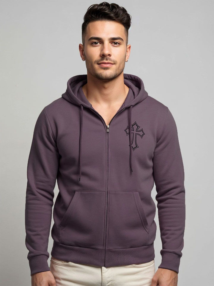 ADRO Men Graphic Printed Regular Fit Zip-Up Hooded Front-Open Sweatshirt