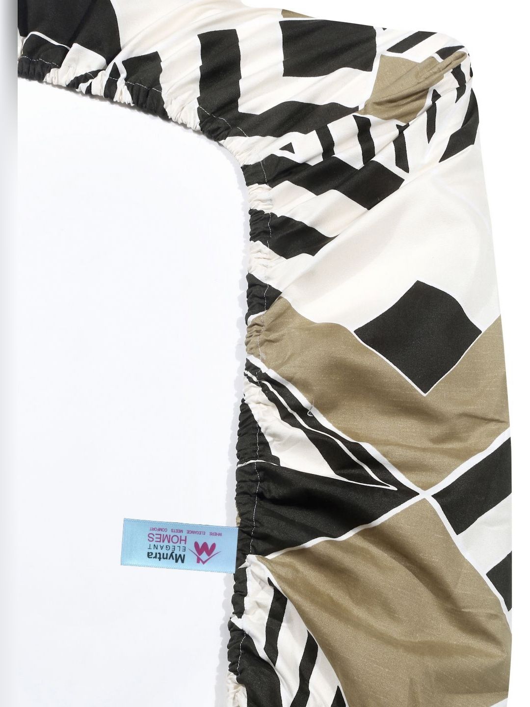 Myntra Elegant Homes White & Black Geometric 300 TC Single Cadar dengan 1 Sarung Bantal