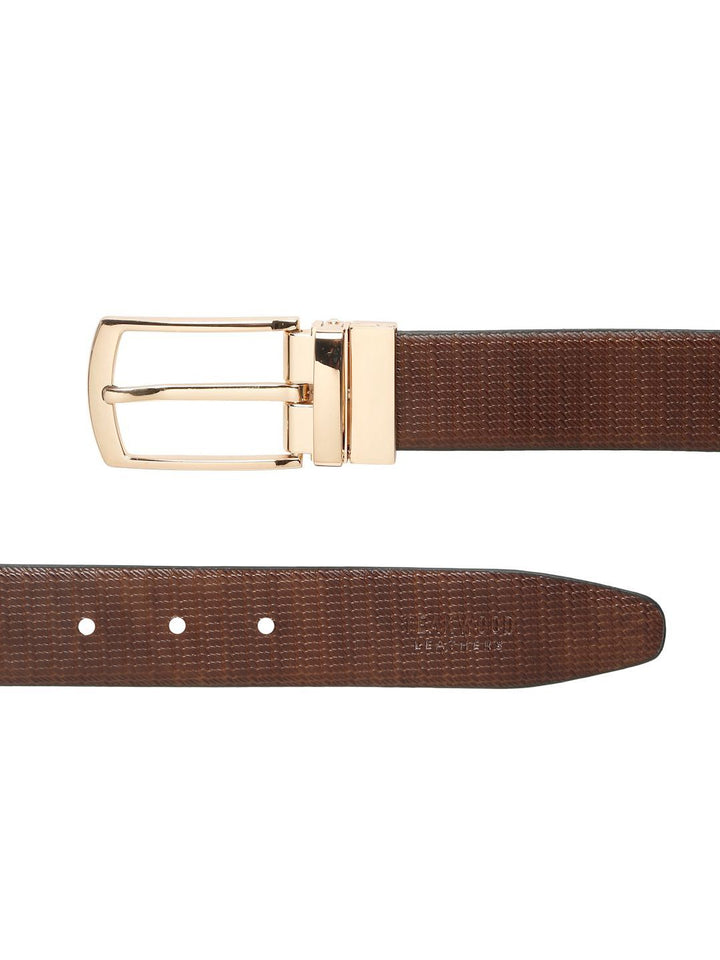 Teakwood Leathers Men Textured Leather Reversible Formal Belt