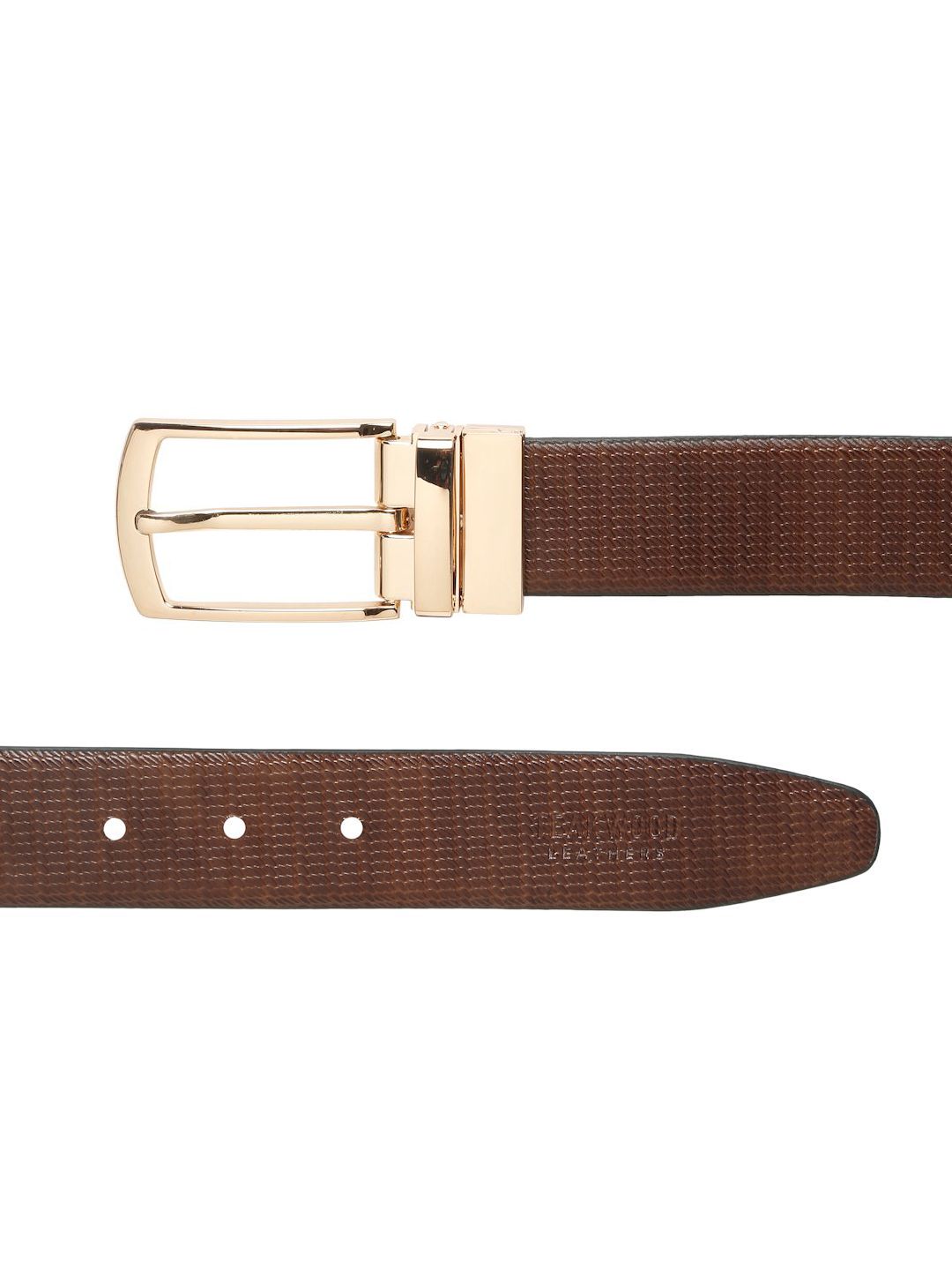 Teakwood Leathers Men Textured Leather Reversible Formal Belt