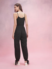 DressBerry Tie-Ups & Cut-Out Detail Shoulder Straps Basic Jumpsuit