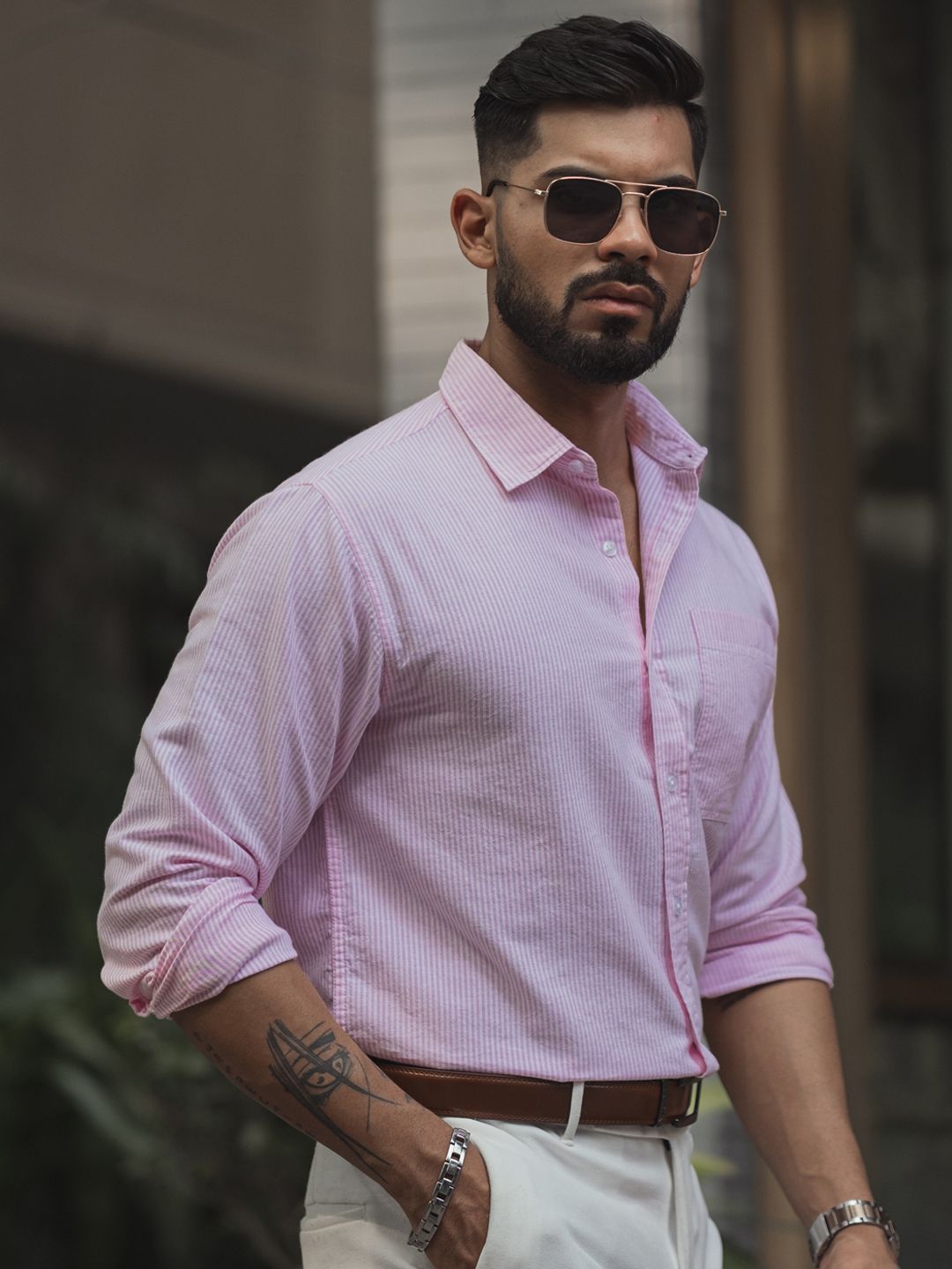 Powerlook Men Opaque Striped Casual Shirt