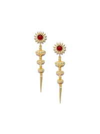 Anouk Red Gold-Plated Stone Studded Drop Earrings