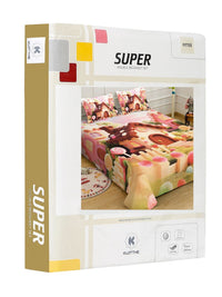 KLOTTHE Brown Cartoon Characters Polycotton Regular 400 TC King Superfine Bedsheets