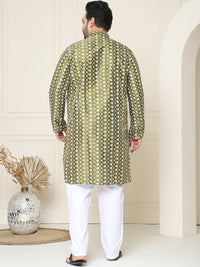SOJANYA PLUS Floral Embroidered Thread Work Silk Cotton Straight Kurta with Pyjamas