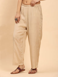 Mamicha Women Beige Elegance Set Kurta Klasik Tidak Berjahit