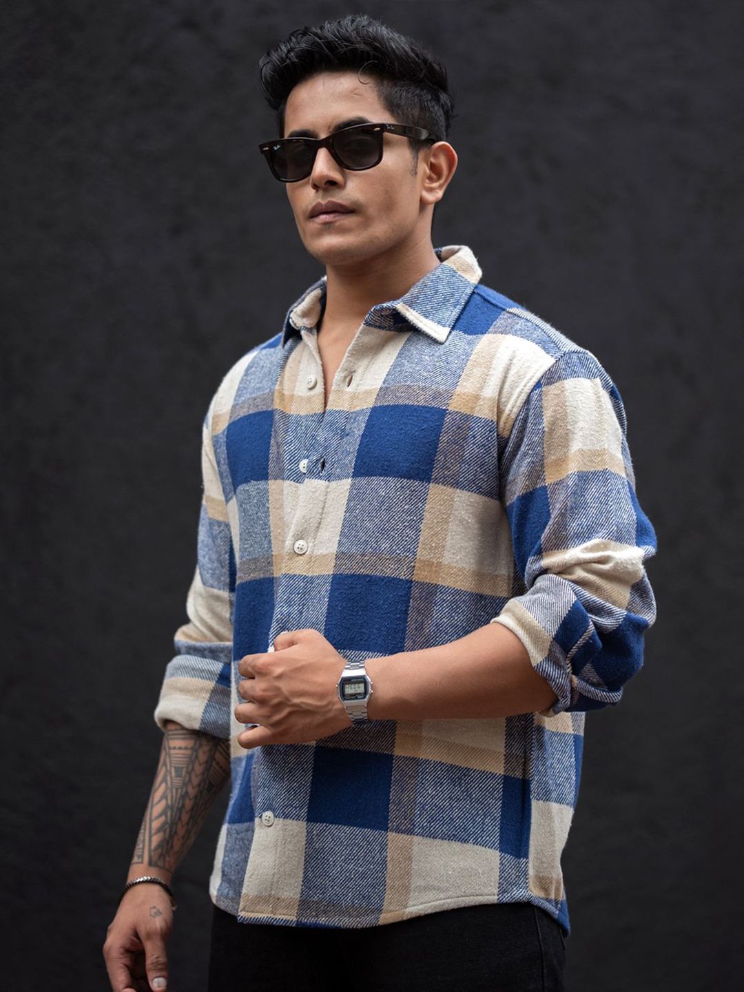 Powerlook Men Buffalo Checks Opaque Checked Casual Shirt