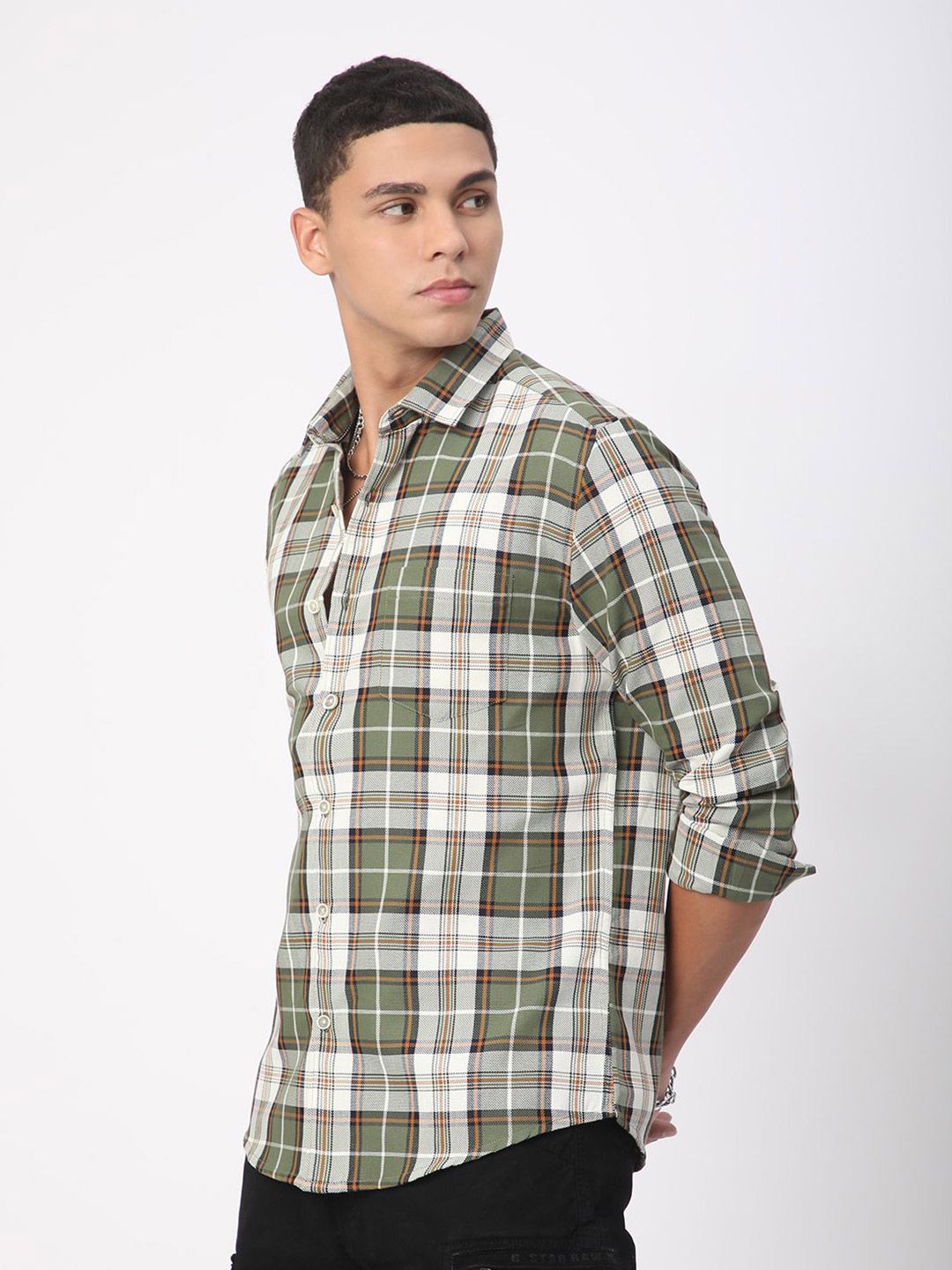 VASTRADO Men Timeless Tartanique Green Checkered Shirt