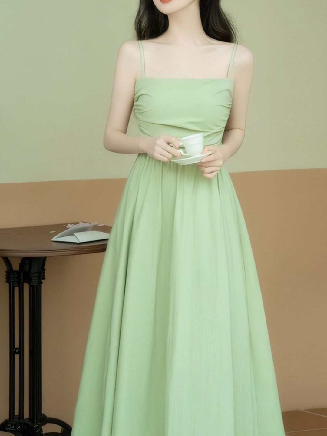 DressBerry Shoulder Straps Fit & Flare Maxi Dress